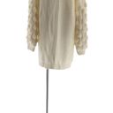 Simply Couture  Oversized Beige Open Knit Pom-Pom Sleeve Sweater Cardigan Photo 3