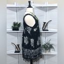 The Moon Pineapple hippie boho white navy blue floral fringes lightweight dress L Photo 5