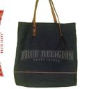 True Religion  Denim Jean Tote Bag Leather Strapped Photo 0