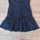 Juicy Couture  Women's Navy Blue Pleated Flare Hem Lined Poka Dots Dress Size 0 Photo 1