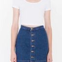 American Apparel  Denim Jean Button Up Mini Skirt Blue Large L Photo 1