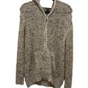 BCBGMAXAZRIA   Cream & Brown Knit Zip Up Hooded Sweater Photo 0