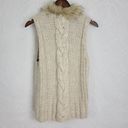 Alfani  Womens Sweater Vest Petite Medium Cable Knit Wool Blend Faux Fur Collar Photo 1