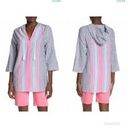 Tommy Bahama  Passion Lovely Lanes Baja Linen Blend Hoodie Size XS Pink Blue Photo 1