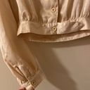 Pretty Little Thing PLT Satin Champagne Cropped Button Down Collared Blouse Photo 3