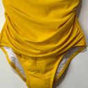 DKNY  Ruffle Plunge Underwire Tummy Control One Piece Yellow Swimsuit Size 10 NWT Photo 5