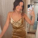 Forever 21 Gold Velvet Formal Floor Length Dress With Slit Photo 4