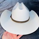 White Vintage Western Hat Stiff Brim Photo 4