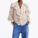 ZARA  RUFFLED BLOUSE Light Pink Color Size S NEW Photo 2