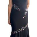 Alex Evenings Vintage long black cowl neck sequin flower embroidered formal evening maxi dress Photo 0