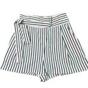 ZARA  Trafaluc Black White Stripe Shorts Paper Bag High Waist w/ Belt Size Small Photo 0