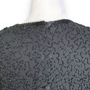 Oleg Cassini Vintage Black Tie  Bodysuit Black Silk Abstract Beaded Short Sleeve Photo 4