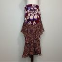 Mossimo Burgundy Floral Ruffle Midi Skirt Size M Photo 4