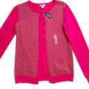 Old Navy  Cardigan Sweater Fuchsia Tan Geo Print Crew Neck Button Front Small NEW Photo 6