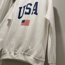 Gildan NWOT  White USA American Flag Patriotic Crewneck Sweater Sweatshirt - M Photo 8