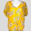 West Kei  pretty dark yellow twisted hem blouse with floral design! New Photo 0