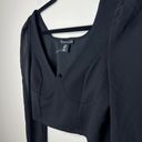 Sincerely Jules  Black Crop Top with Sheer Long‎ Sleeves & Corset Stitching SZ S Photo 3