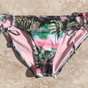 The Bikini Lab Pink and Green Tropical Print  Strappy Swim Bottoms Photo 1