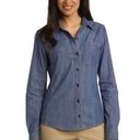 Port Authority  Ladies Patch Pockets Embroidered Heavy Duty Denim Shirt - Sz XXL Photo 3