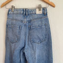 ZARA  Medium Blue Distressed Wide Straight Leg Jeans  Photo 4