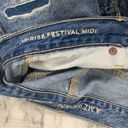 American Eagle  Hi-Rise Festival Midi Distressed Shorts Denim size 2 button fly Photo 1
