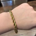 Monet Signed  Gold Tone Heavy Twisted Costume Bangle Bracelet Photo 4