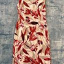 Connected Apparel  Off White Taupe Red Floral Sleeveless Dress Size 4 Photo 0