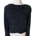 Lovers + Friends  Sweater Cropped Chenille Tie Bell Sleeve Scoop Neck Black Small Photo 9