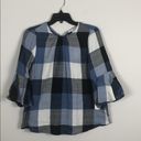 Ro & De Ro De Top Blue Plaid Bow Back Blouse Photo 5