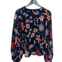 Who What Wear  Womens Floral Long Sleeve Semi Sheer Blouse Multicolor Small Photo 1