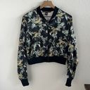 Victoria's Secret  Silky Polyester Bomber Jacket Dark Tropical Print Front Zip L Photo 0