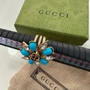 Gucci  Interlocking G Turquoise and Crystal Floral Ring Photo 4