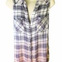 Rock & Republic  Long Sleeveless White to Pink Plaid Blouse Top ~ Women's SMALL Photo 0