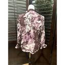 Cooper and Ella  Women's Ruffle Neck Long Sleeve Purple Abstract Blouse S NWT Photo 3