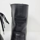 Harley Davidson  Black Leather Lace Up Heeled Boots Side Zipper Size 6 Photo 6