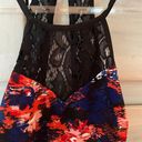 Material Girl Blue Red Lace Peplum Top Photo 2