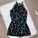 Loft  Tropical Bird & Palm Tree Print Short Romper Small Photo 0