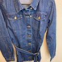 Allegra K  Long Sleeve Denim Tie Waist Belt Button Up Jacket NEW Size Medium Photo 5