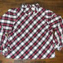 J.Crew  Plaid Poplin Ruffle Neck And Sleeves Top Preppy Blouse LARGE Photo 2