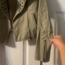 Timing Cropped Gray Studded Faux Leather Jacket Photo 3