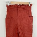 ZARA  Burnt Orange High-Rise Cuffed Paperbag Pants Women's Size Extra Small XS Photo 2