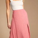 Lulus NEW Lulu’s Coral Pink Crinkled Midi Side Slit Textured Skirt Medium Photo 0