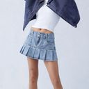 PacSun Pleated Low Rise Denim Mini Skirt 26 Size Photo 5