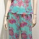 Natori JOSIE  B92612 Pink/Blue Floral Paisley Sheer Cami 2-pc Pajama Set Size L Photo 0