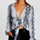 Missguided NWT  SNAKE PRINT TIE FRONT RUFFLE BLOUSE Photo 0