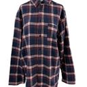 Nordstrom New  Plaid Flannel Button Down Pajama Shirt Navy Peacoat Tartan Photo 0