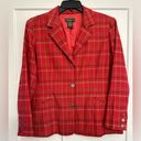 Eddie Bauer  Blazer Womens XLPetite Red Plaid Single Breasted Surgeon Cuff Jacket Photo 0