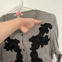 CAbi  Applique Cardigan style 100 Gray Black Crochet Cotton Button Down Sweater S Photo 4