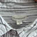 Garnet Hill  White & Blue Striped Linen Button Down Photo 2