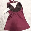 Gottex  SATIN NIGHTS HALTER TANKINI SWIM TOP IN WINE Size 6 NWT Photo 3